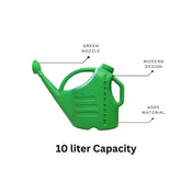Green watering can of 10 liter with labeled features